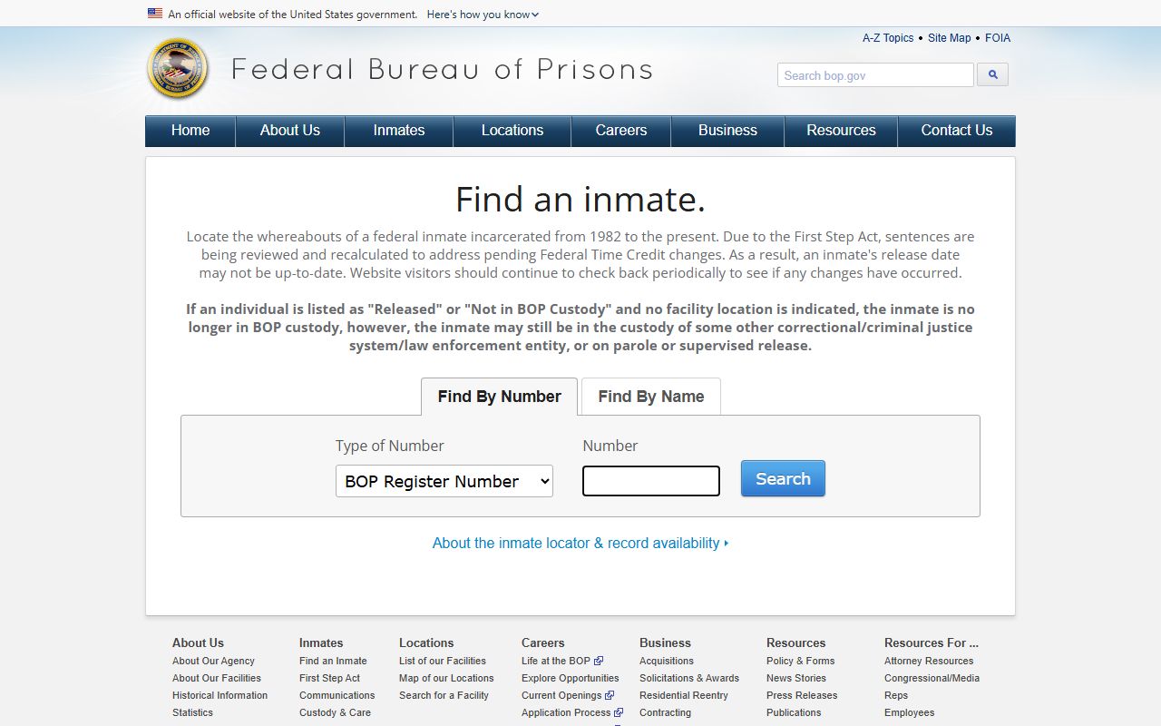 BOP inmate locator search for FCI Danbury federal inmate records